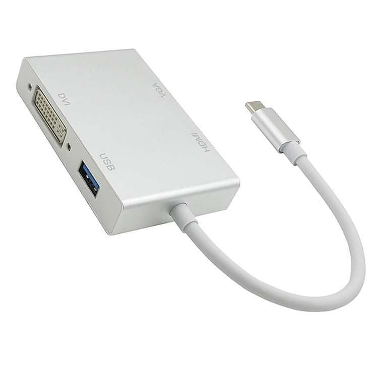 type-c转hdmi+vga+dvi+usb3.0四合一转换器 usb-c 4in1 adapter