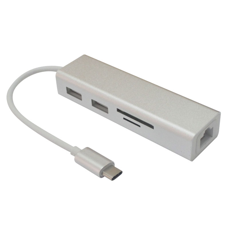 Type-C有线千兆网卡USB-C扩展转RJ45网口USB转换器读卡器