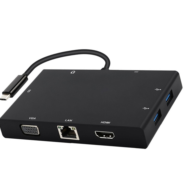 type-c转Hdmi vga HUB转换器带千兆网卡 8合1多功能转换器 4K