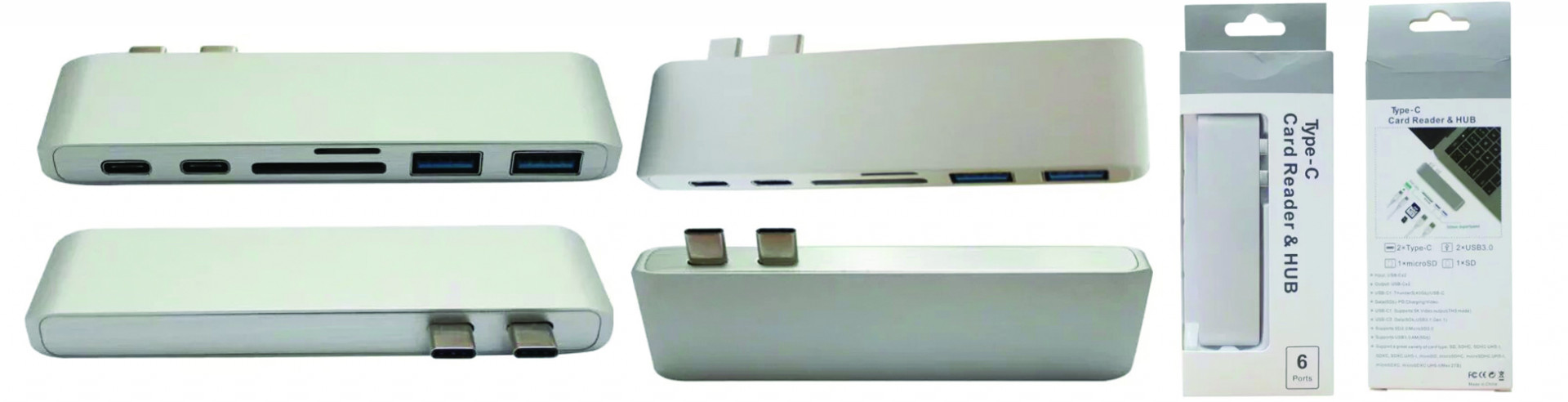 双TYPE C HUB 支持 充电数据 USB3.0 SD TF卡